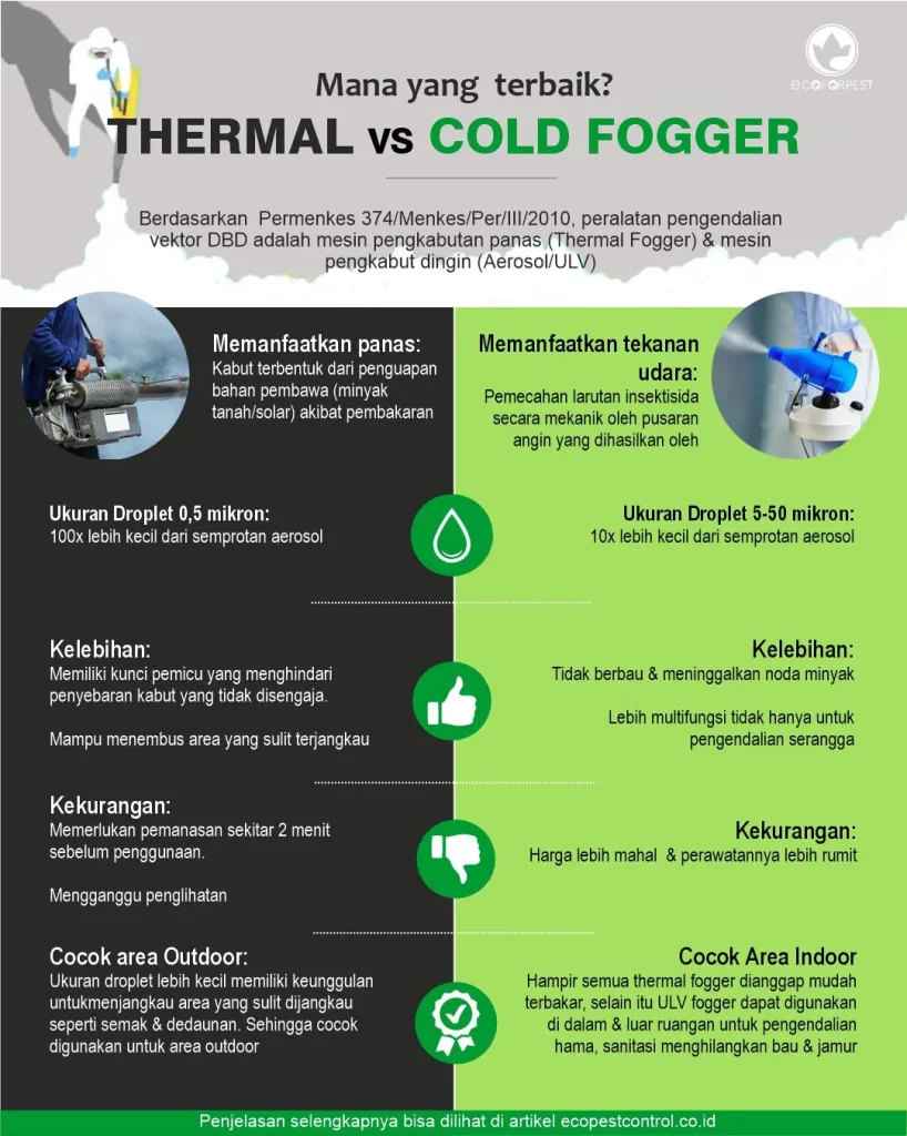 infografis perbedaan thermal dan cold fogging untuk membasmi nyamuk