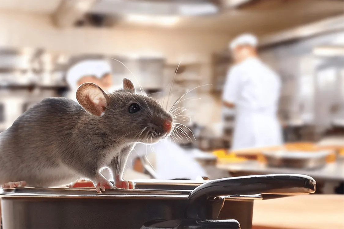 Tikus di dapur restoran yang membutuhkan jasa pest control komersial di Bali
